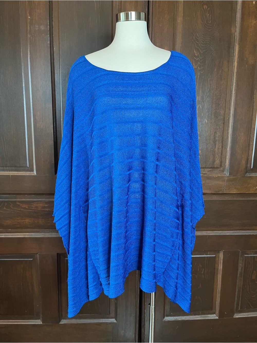 Coldwater Creek Knit Tunic Top Blue Metallic Shimmer Women's Plus Size XL/1X